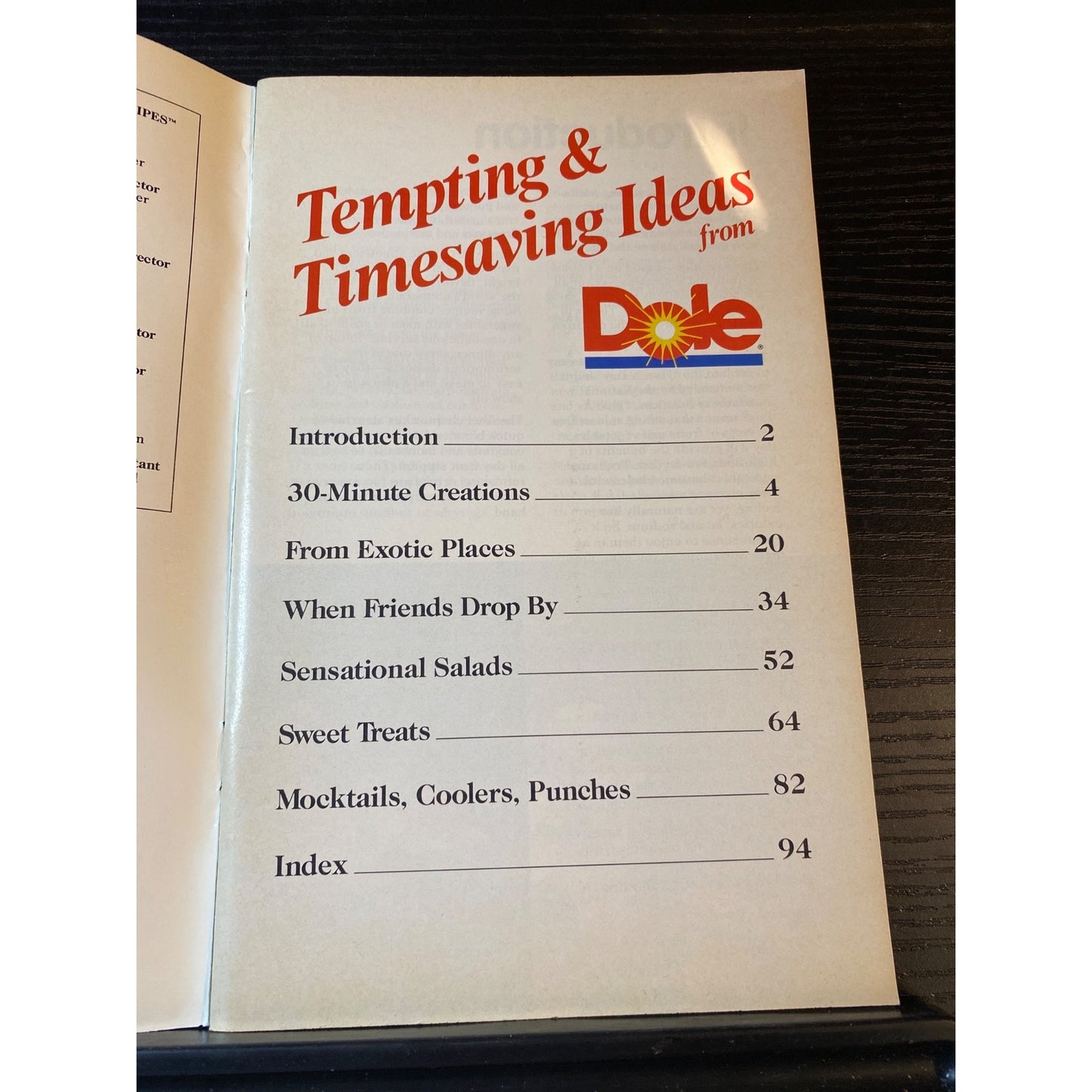 Favorite Recipes Dole Tempting & Timesaving Ideas April 1991 Cookbook Booklet