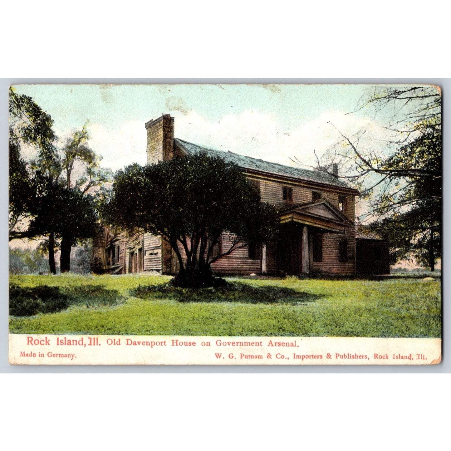 Rock Island IL Illinois Old Davenport House Government Arsenal 1907 Postcard