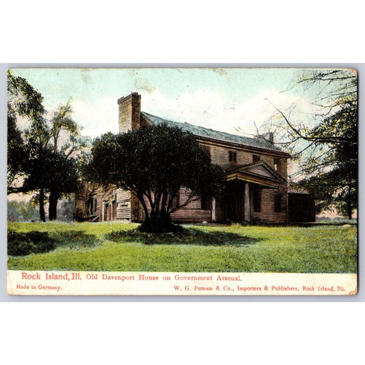 Rock Island IL Illinois Old Davenport House Government Arsenal 1907 Postcard