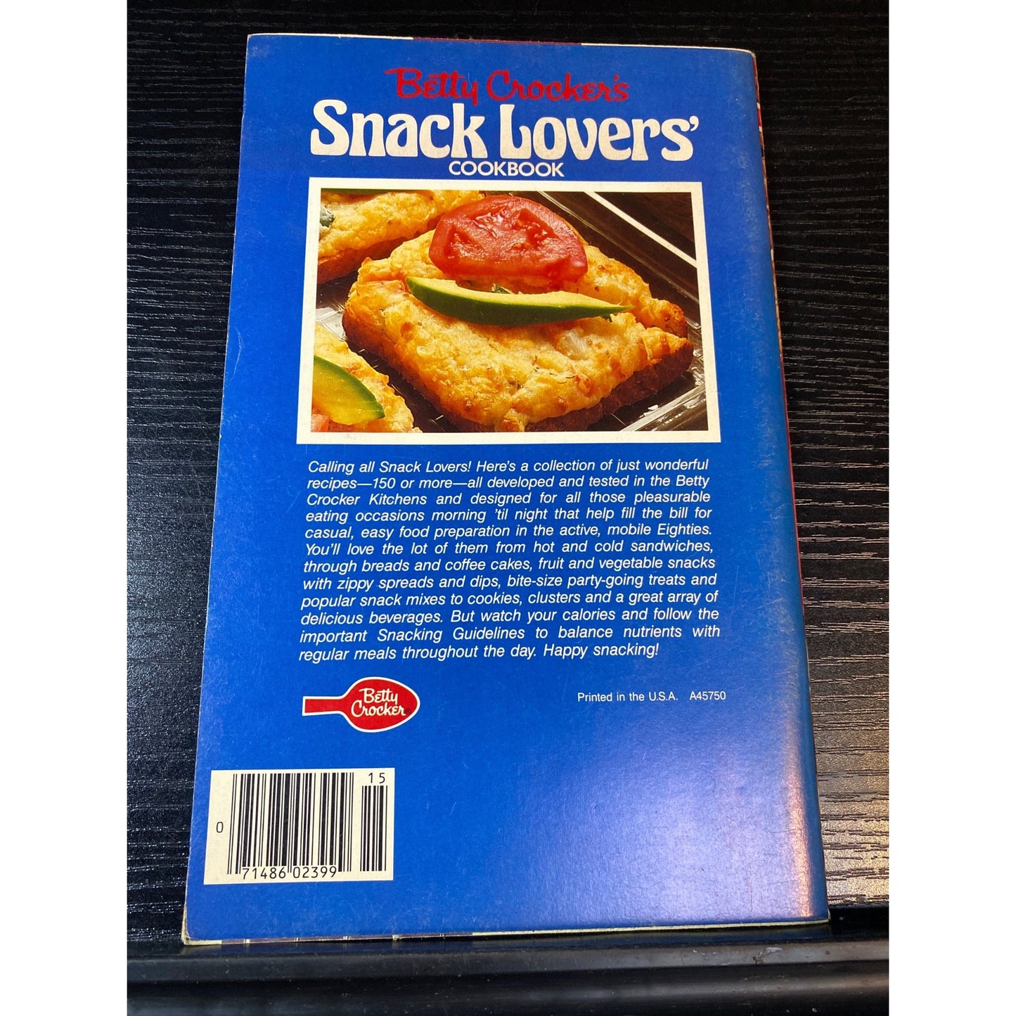Betty Crocker Snack Lovers Cookbook 1986 Vintage Paperback Recipe Book