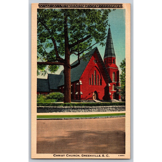 Greenville SC South Carolina Christ Church White Border Postcard Unused