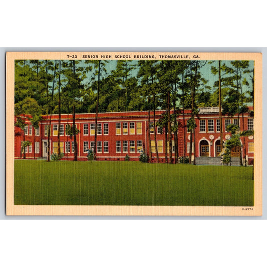 Thomasville GA Georgia Senior High School White Border Postcard Unused
