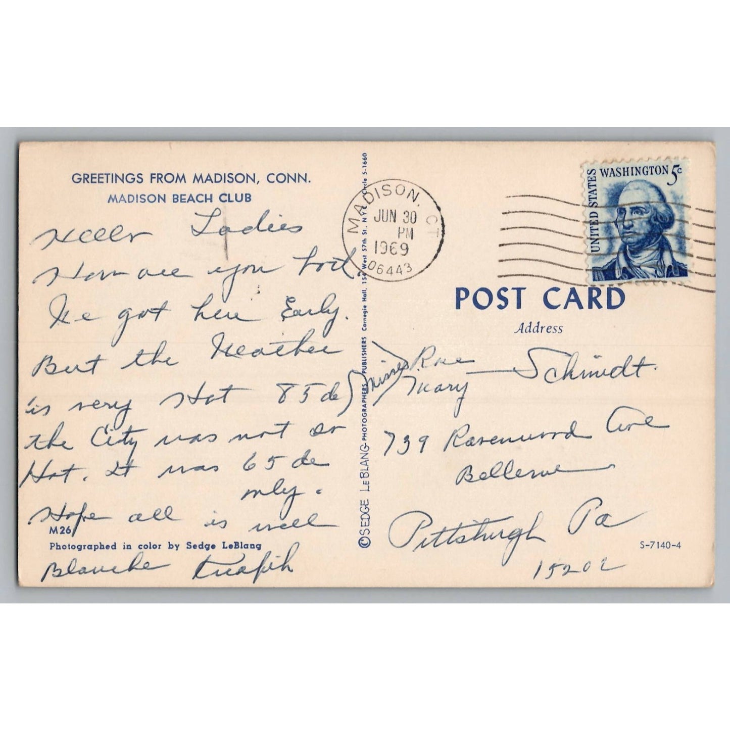 Madison CT Connecticut Beach Club Chrome Postcard Used with Stamp