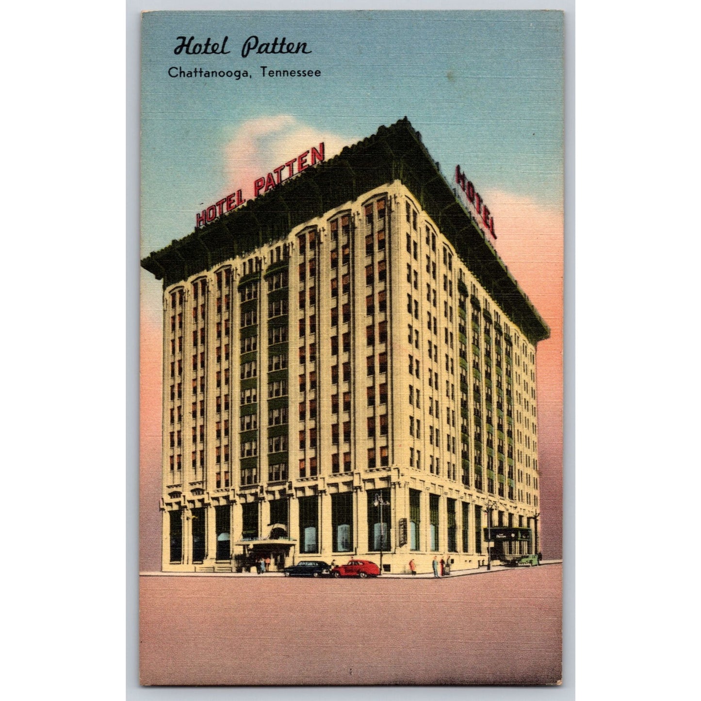 Chattanooga TN Tennessee Hotel Patten 1930s Linen Postcard Unused Tichnor Bros