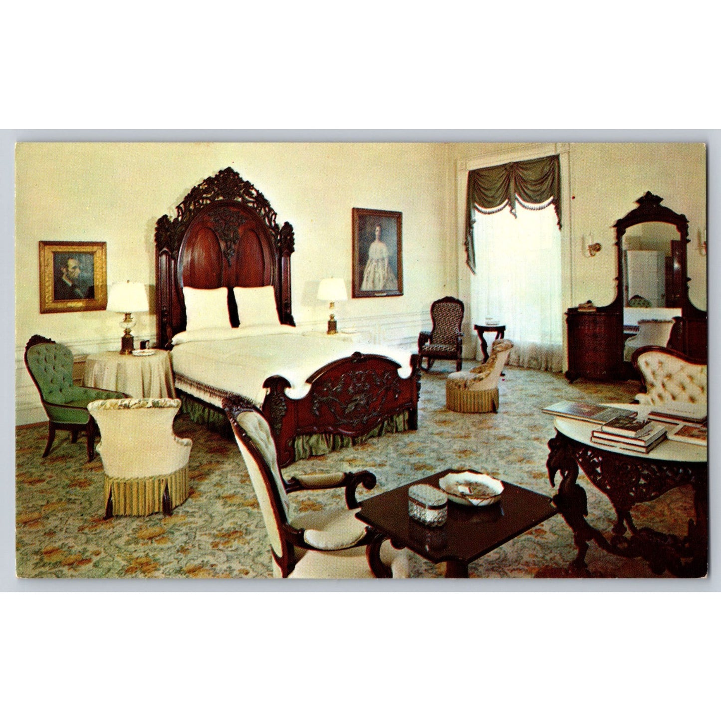 Washington DC White House Abraham Lincoln Bedroom Chrome Postcard Unused