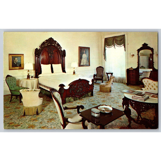 Washington DC White House Abraham Lincoln Bedroom Chrome Postcard Unused