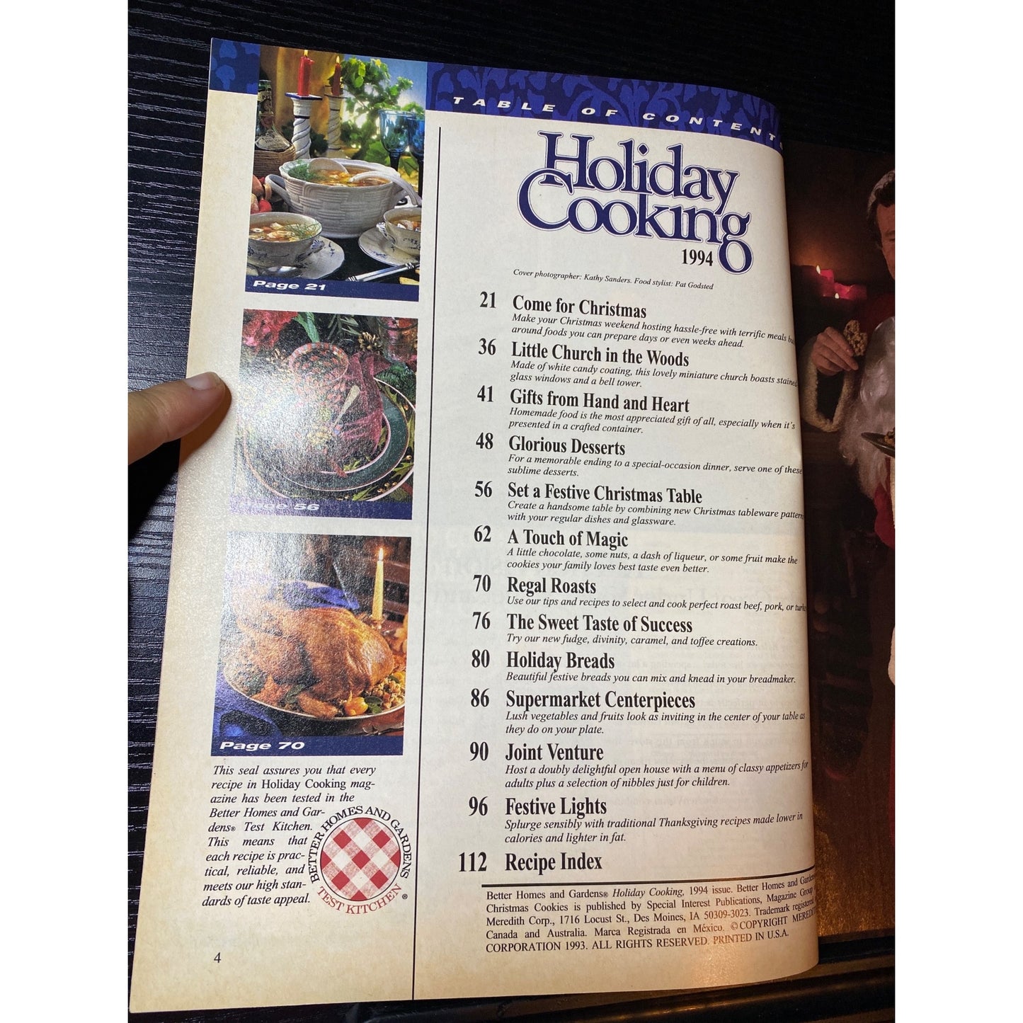Better Homes & Gardens Holiday Cooking Magazine 1994 Featuring Recipes & Festive Decor Ideas