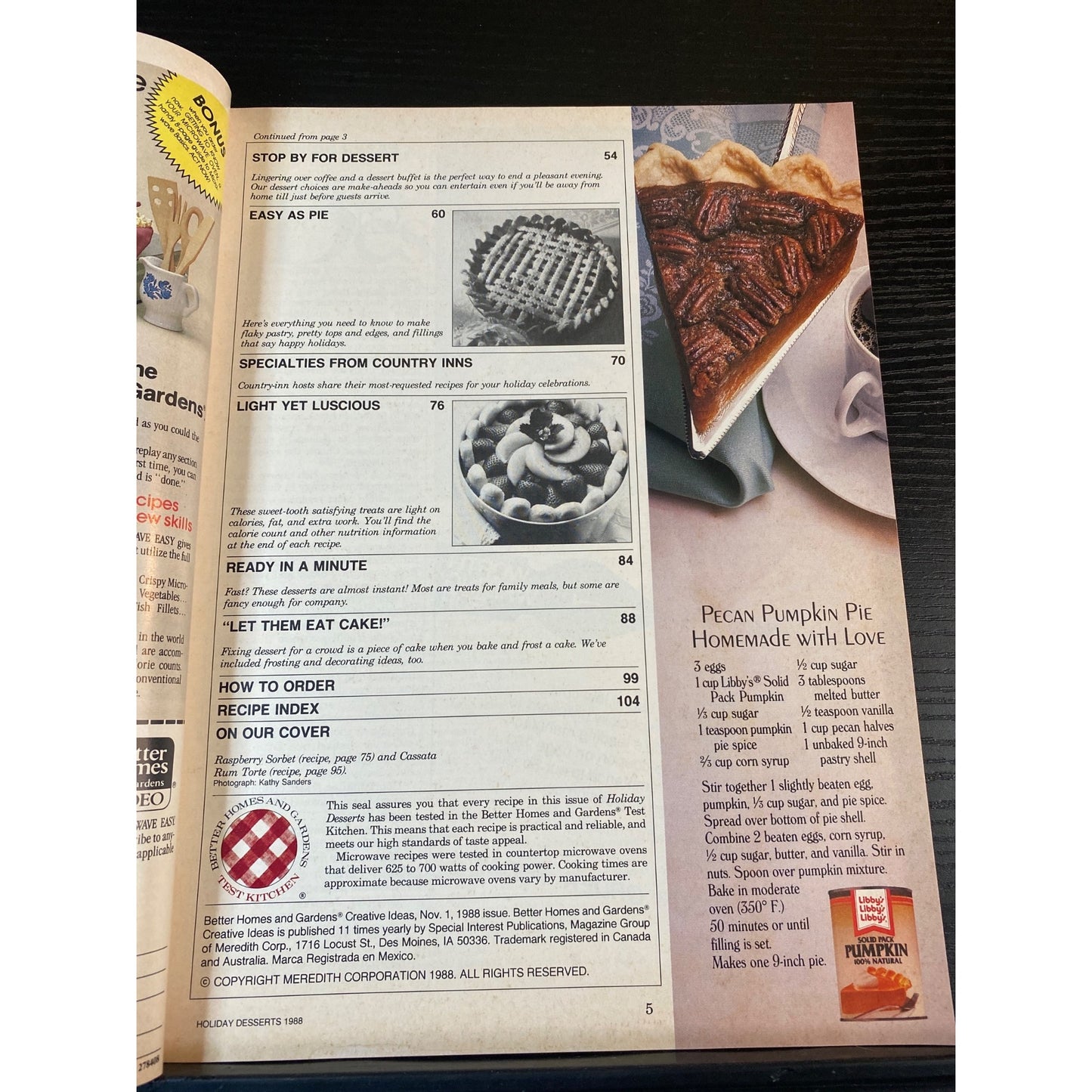 Better Homes And Gardens Holiday Desserts 1988 Magazine Cakes Pies Festive Treat