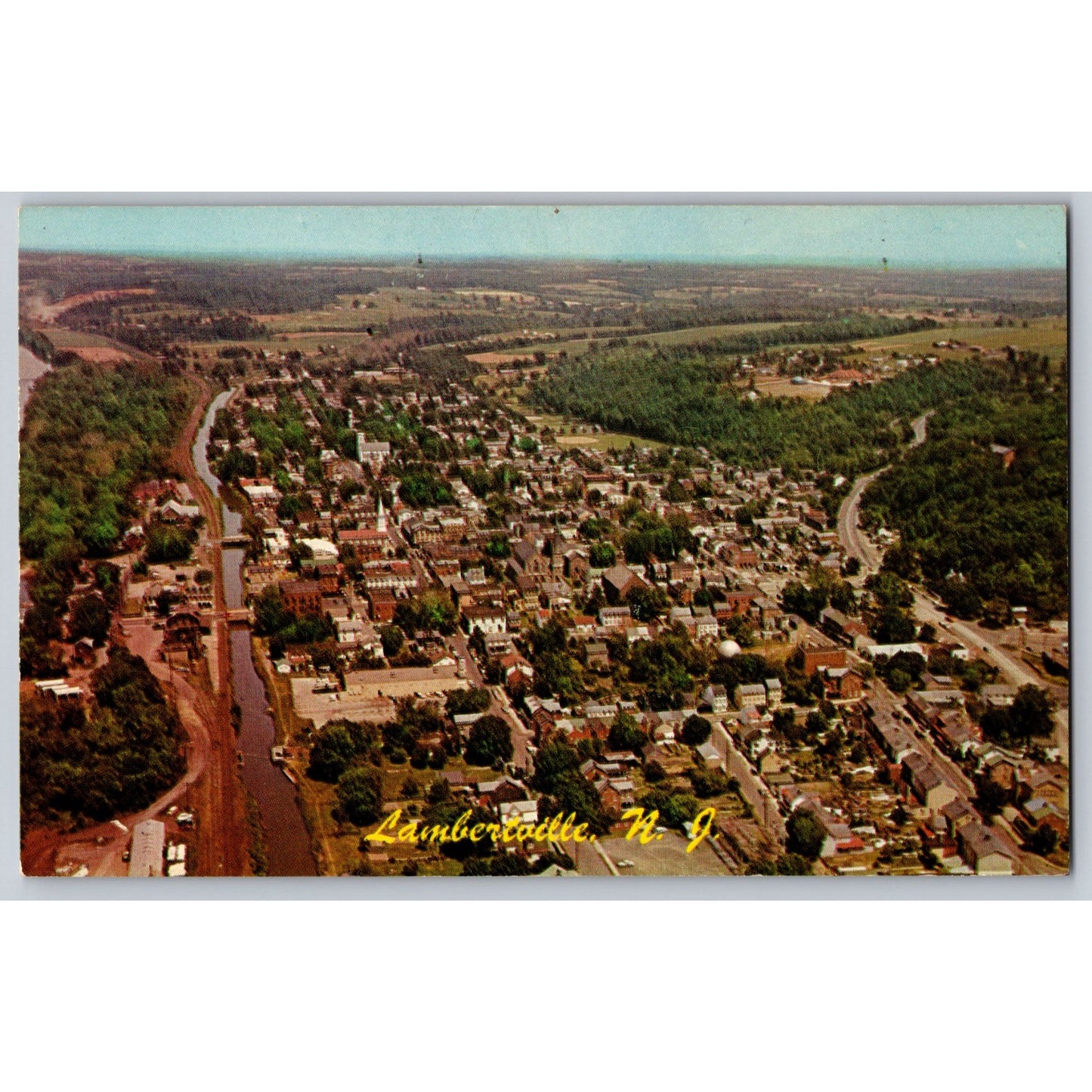Lambertville NJ Aerial View Chrome Postcard Unused WICO Products