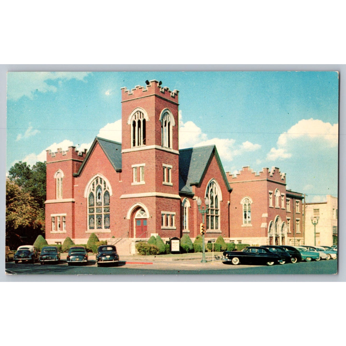 McPherson KS Kansas First Methodist Church Chromolithograph Postcard 1950s