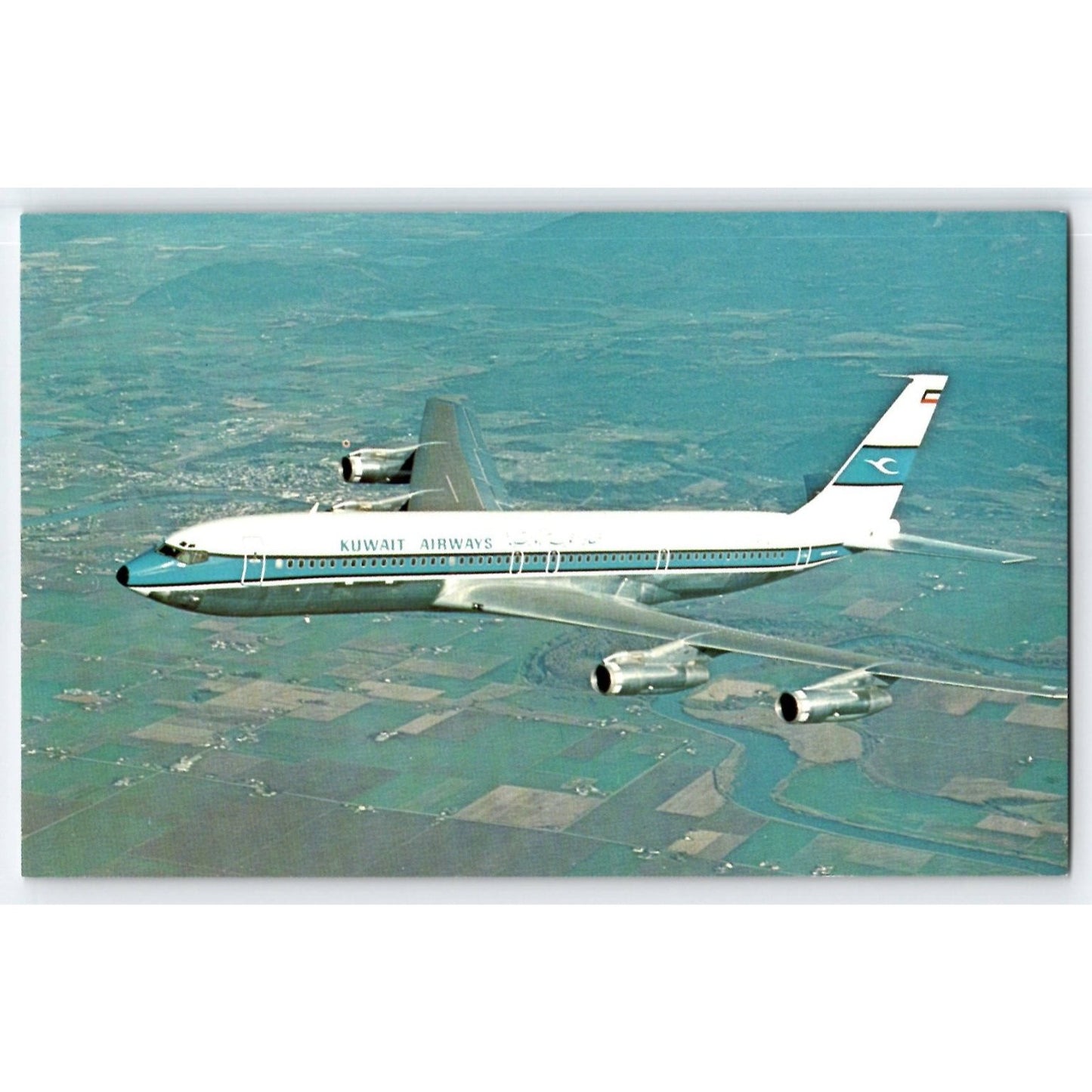 Airplane Kuwait Airways Boeing 707-320 Aviation Photo Chrome Postcard Unused