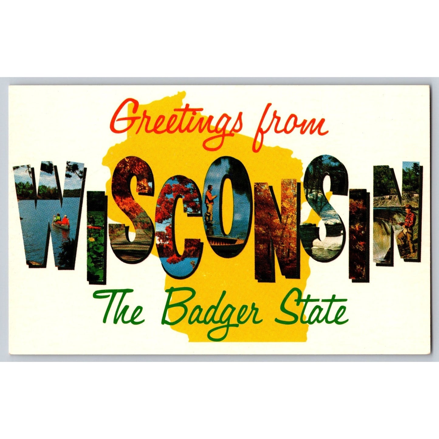 WI Wisconsin Greetings From The Badger State Chrome Postcard Unused