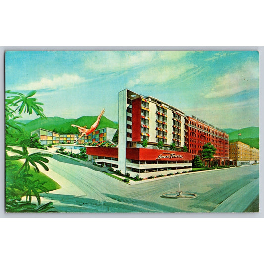 Hot Springs National Park AR Arkansas Majestic Hotel Towers & Baths Illustrated Postcard