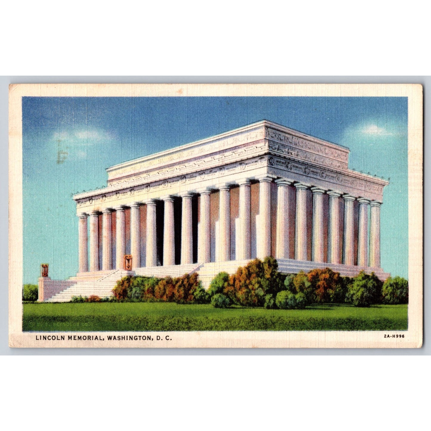 Washington DC Lincoln Memorial White Border Postcard Unused