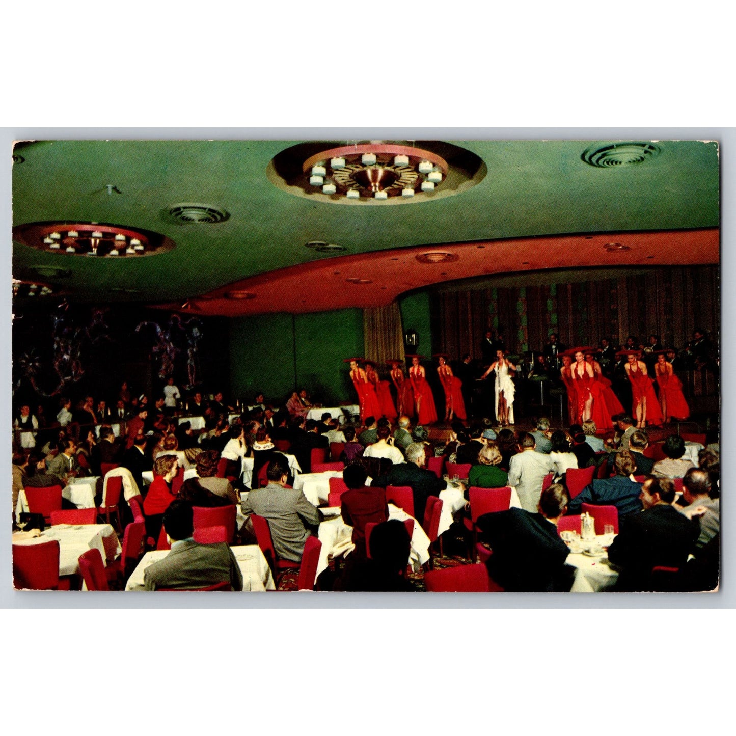 Las Vegas NV Nevada The Sands Copa Room Show Scene & Audience 1950s Chrome Postcard