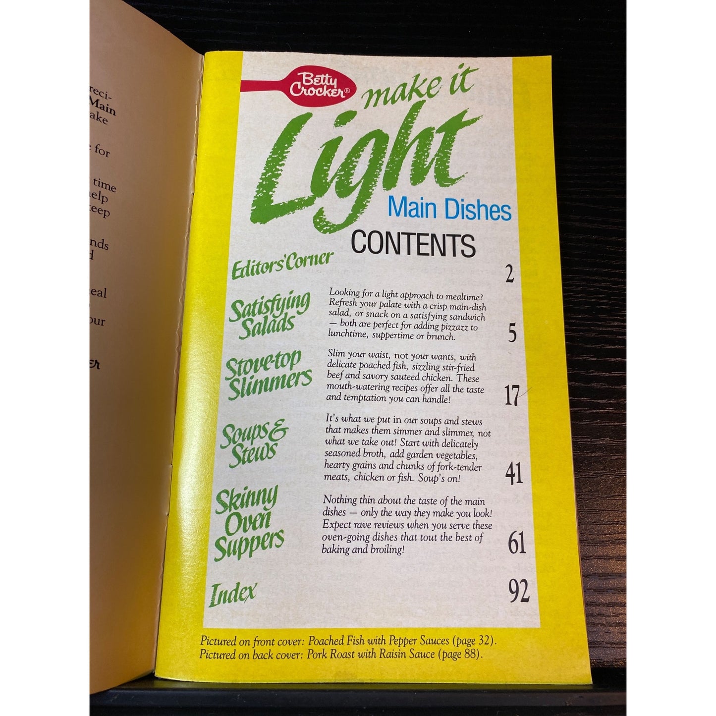 Betty Crocker Make It Light Main Dishes Recipe Cookbook Booklet 1989