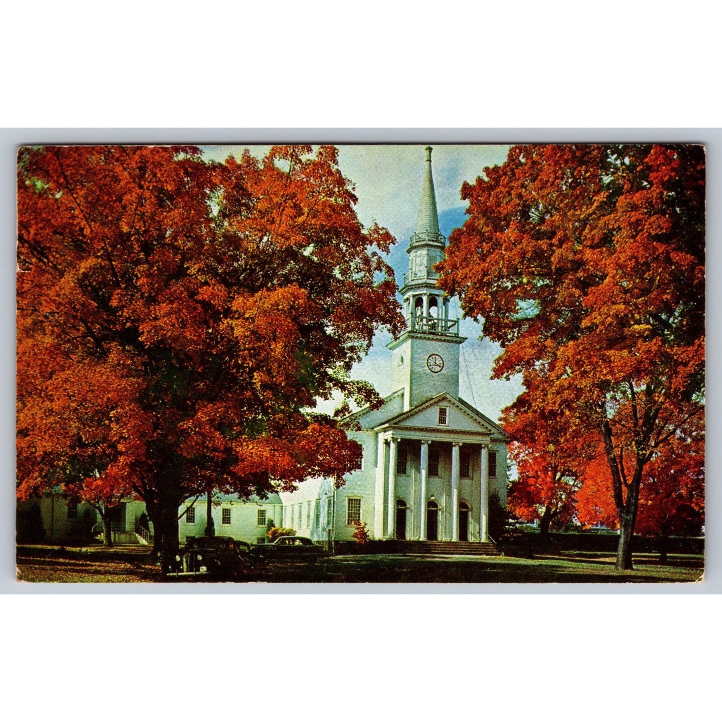 Chesire CT Connecticut Congregational Church on the Green Chrome Postcard