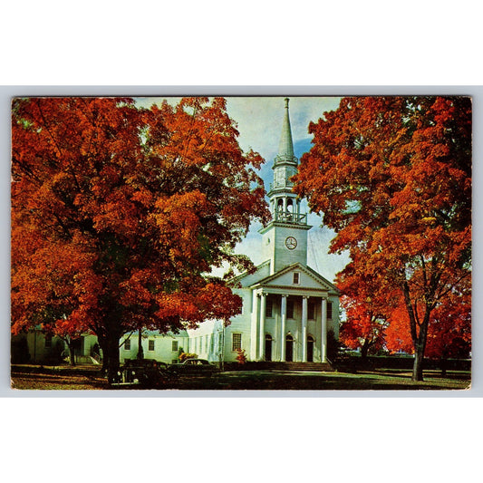 Chesire CT Connecticut Congregational Church on the Green Chrome Postcard