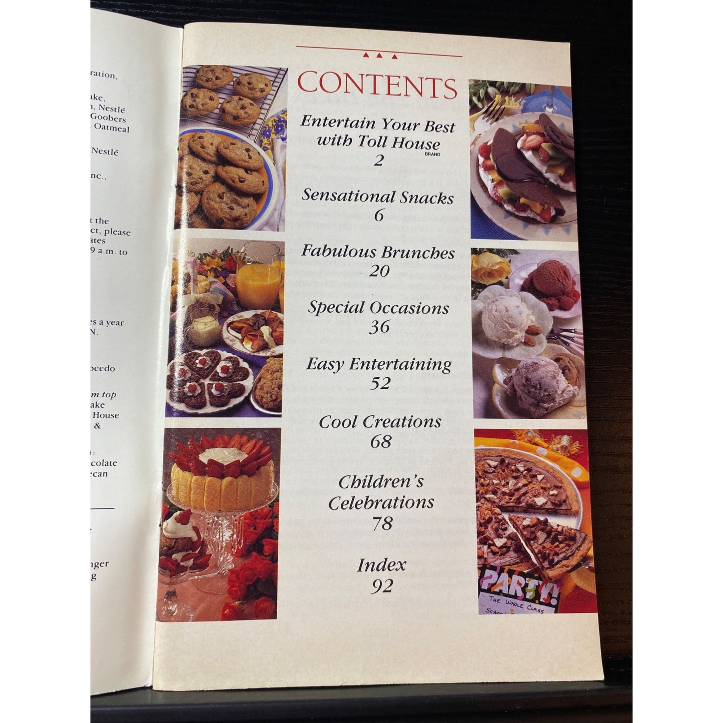 Nestlé Entertaining Toll House Cookbook Booklet 1991 Chocolate Desserts Snacks