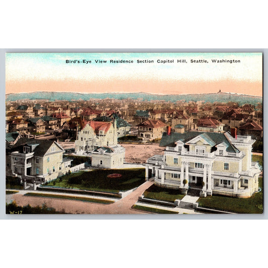 Seattle WA Washington Bird's-Eye View Capitol Hill Divided Back Postcard PNC