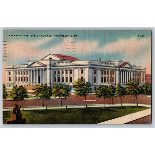 Philadelphia PA Pennsylvania Franklin Institute of Science Linen Postcard Used