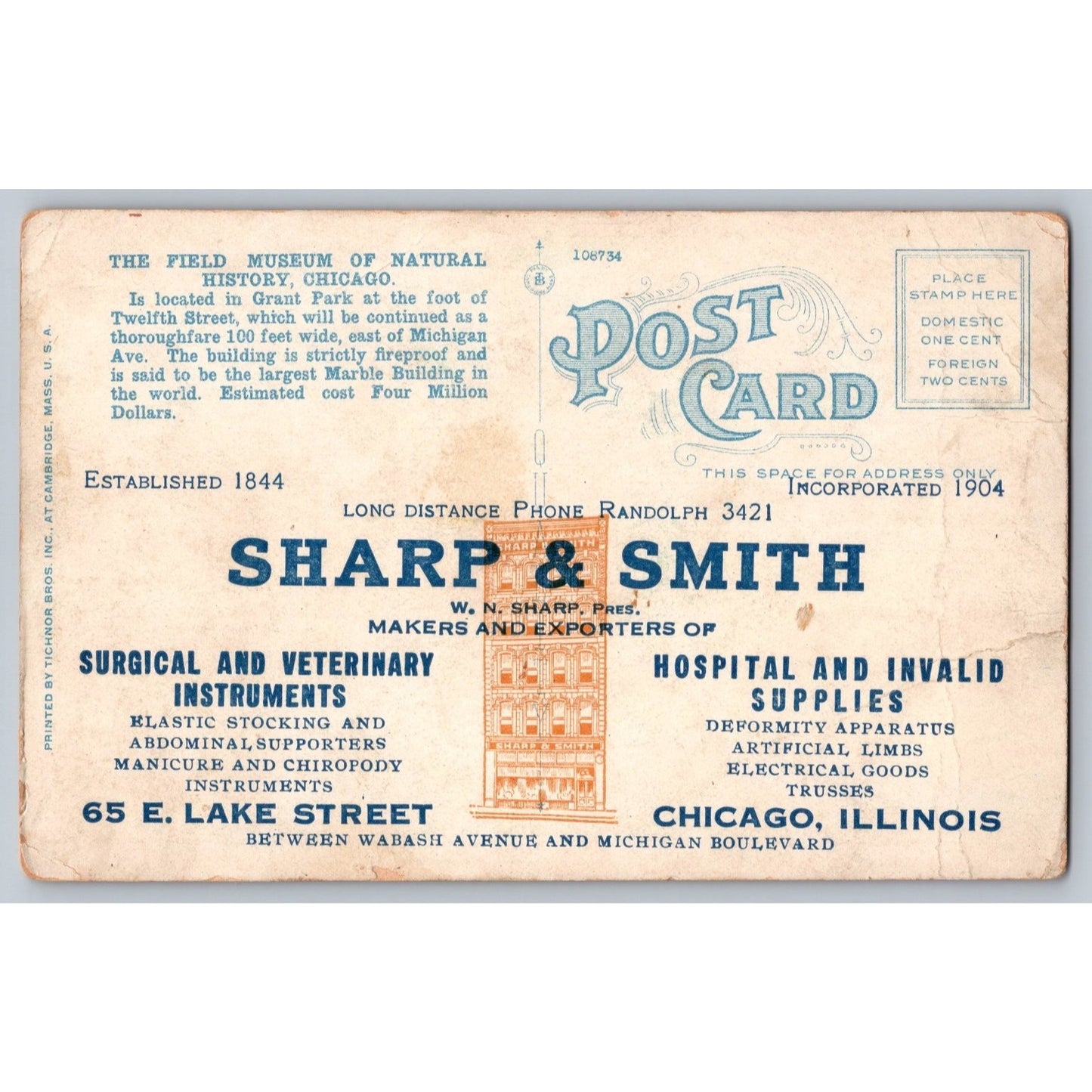 Chicago IL Illinois Field Museum Advertising 1920s White Border Postcard