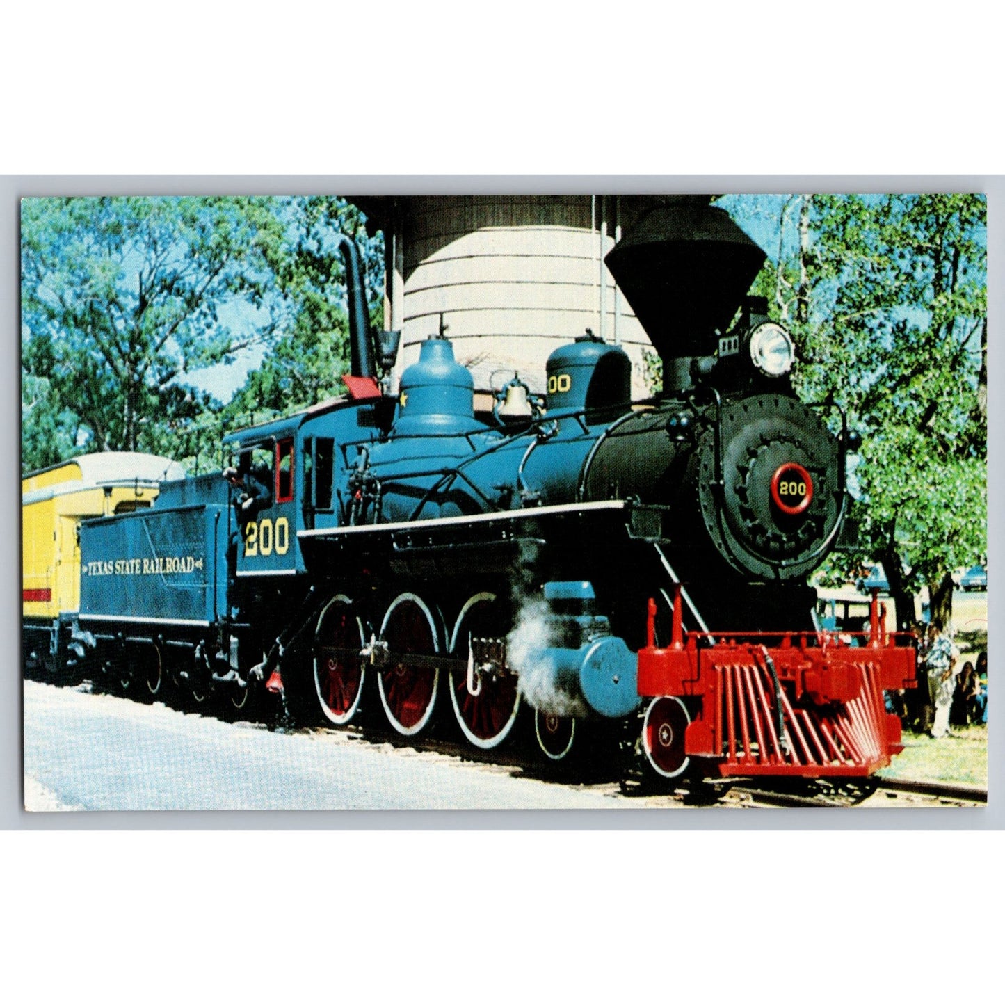Rusk TX Texas State Railroad Loco 200 Postcard 4-6-0 Steam Engine Train Postcard