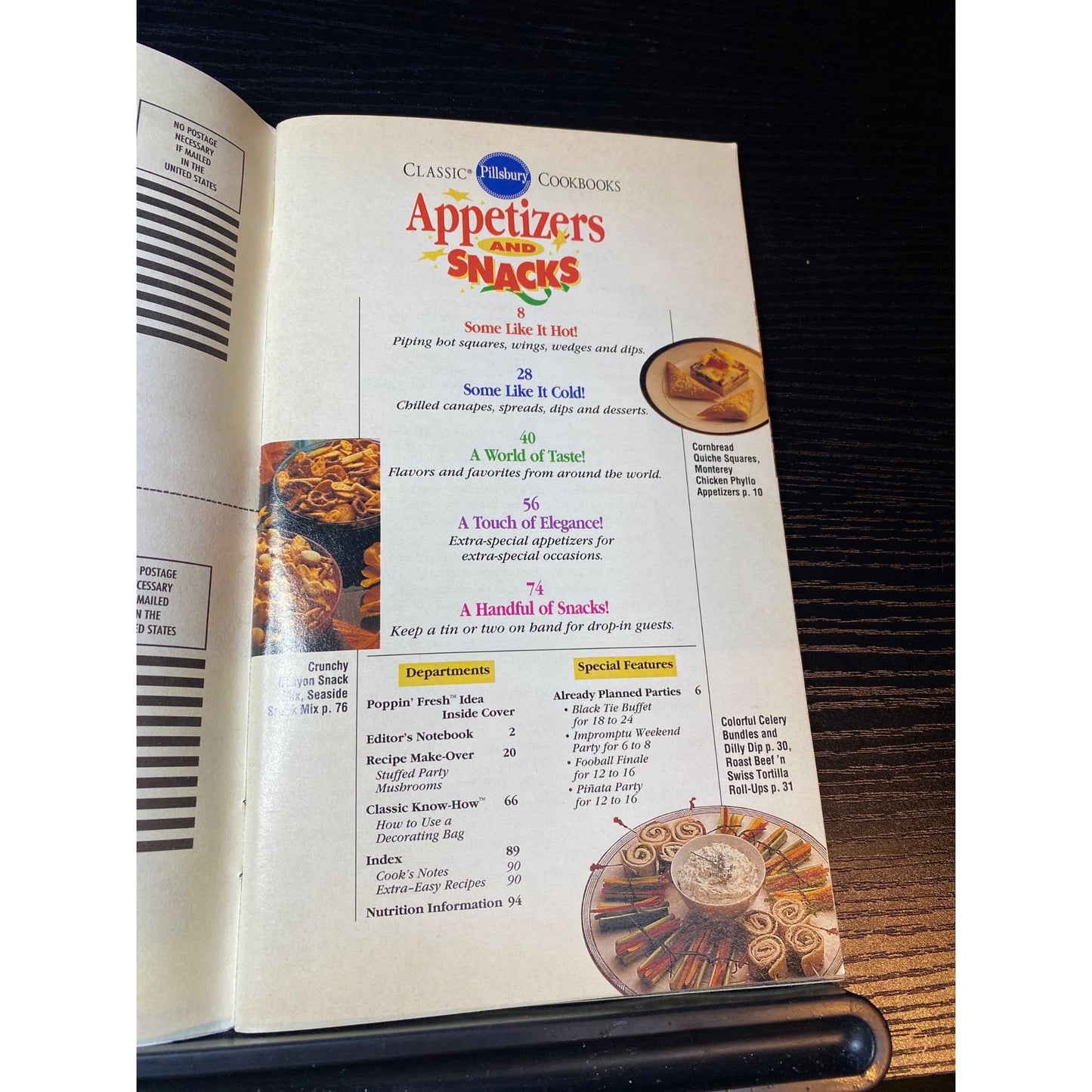 Pillsbury Classic Cookbooks #155 Appetizers & Snacks Recipes January 1994