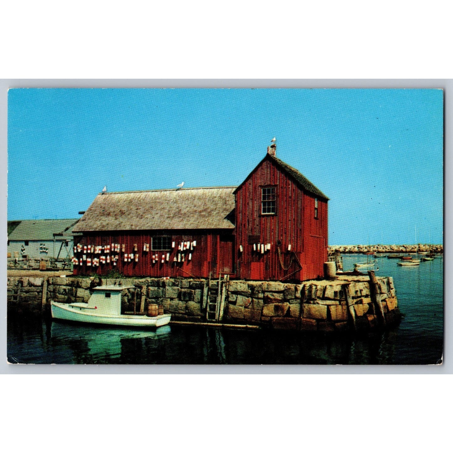 Rockport MA Massachusetts Boat House 1960 Chrome Postcard Used