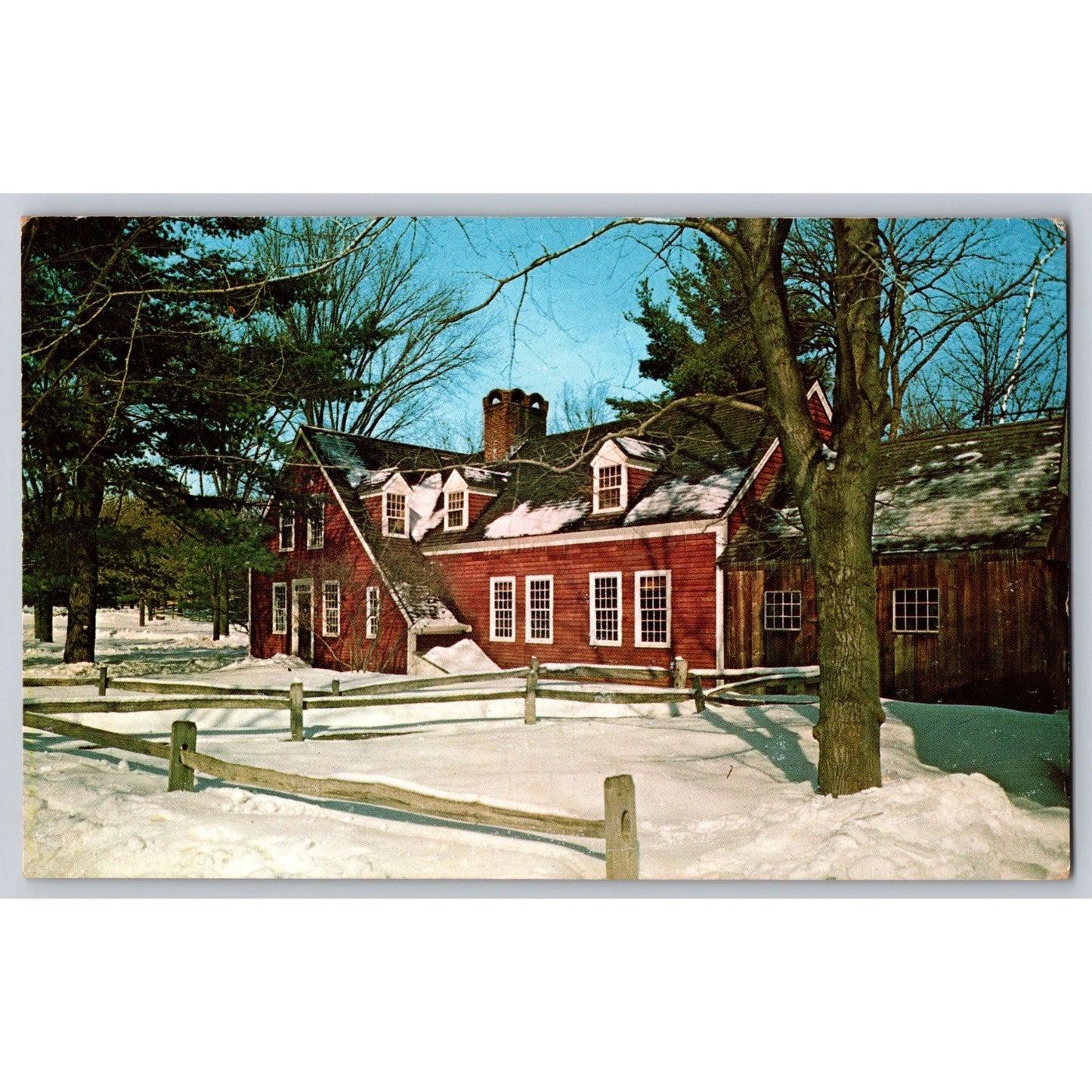 Sturbridge Village MA Massachusetts Mashapaug House Winter Scene Chrome Postcard