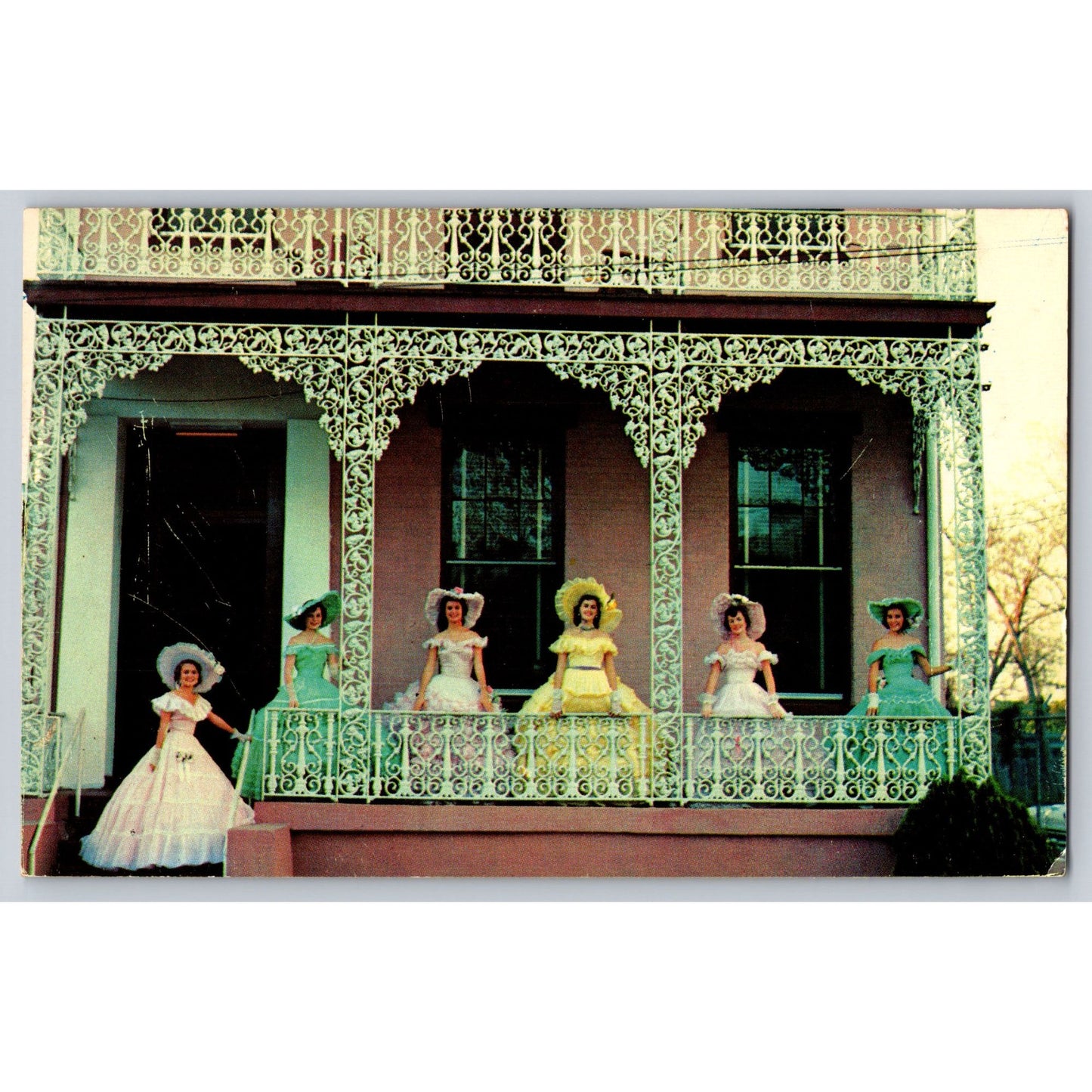 New Orleans LA Louisiana Southern Belles Ornate Balcony Chrome Postcard