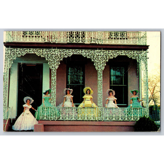 New Orleans LA Louisiana Southern Belles Ornate Balcony Chrome Postcard