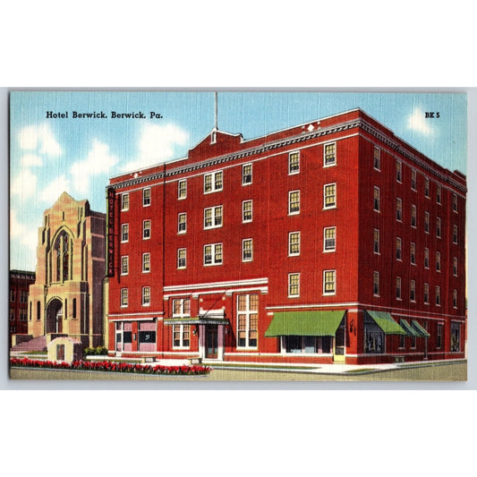 Berwick PA Pennsylvania Hotel Berwick Linen Postcard Mebane Greeting Co