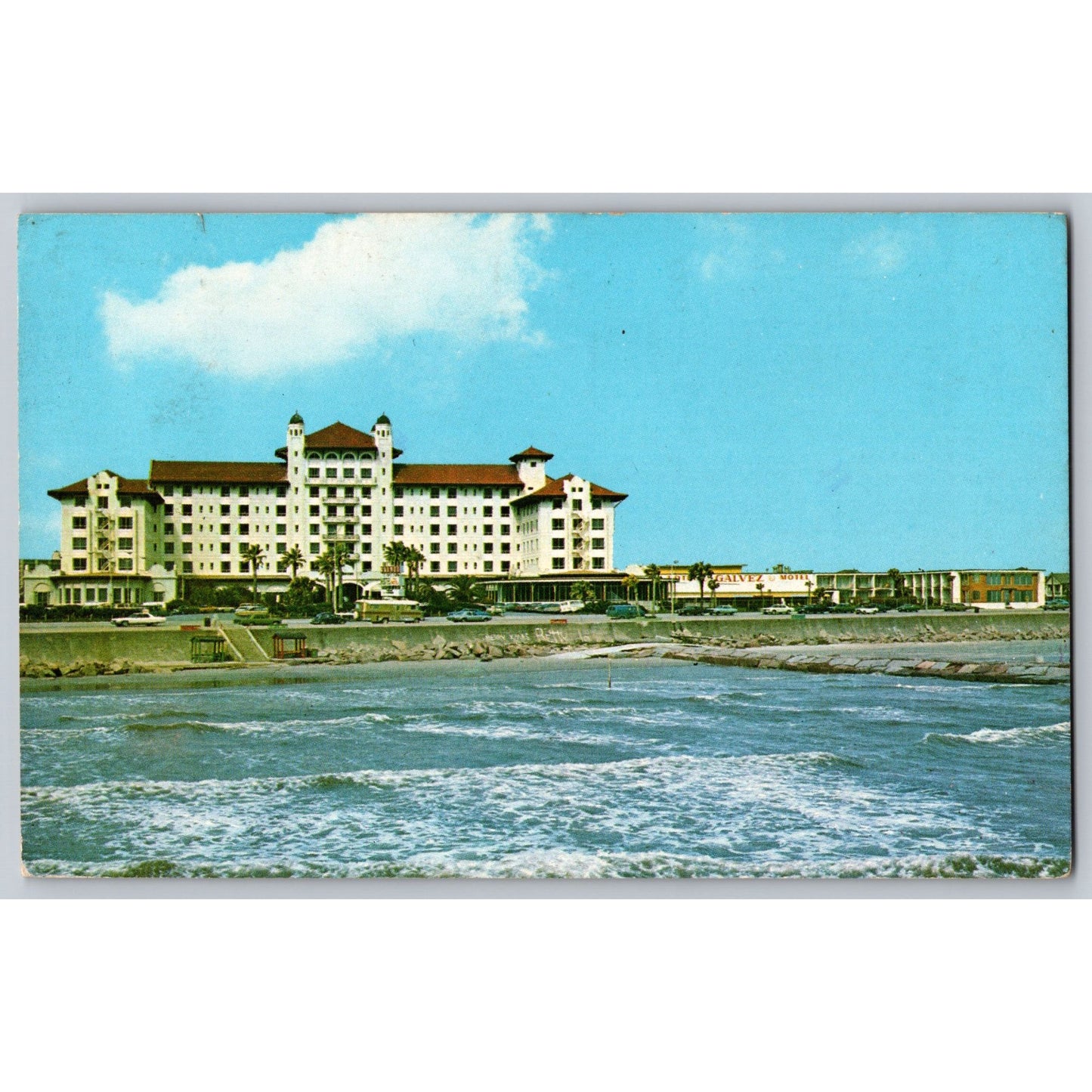 Galveston Island TX Texas Galvez Hotel Motel Chrome Postcard Used