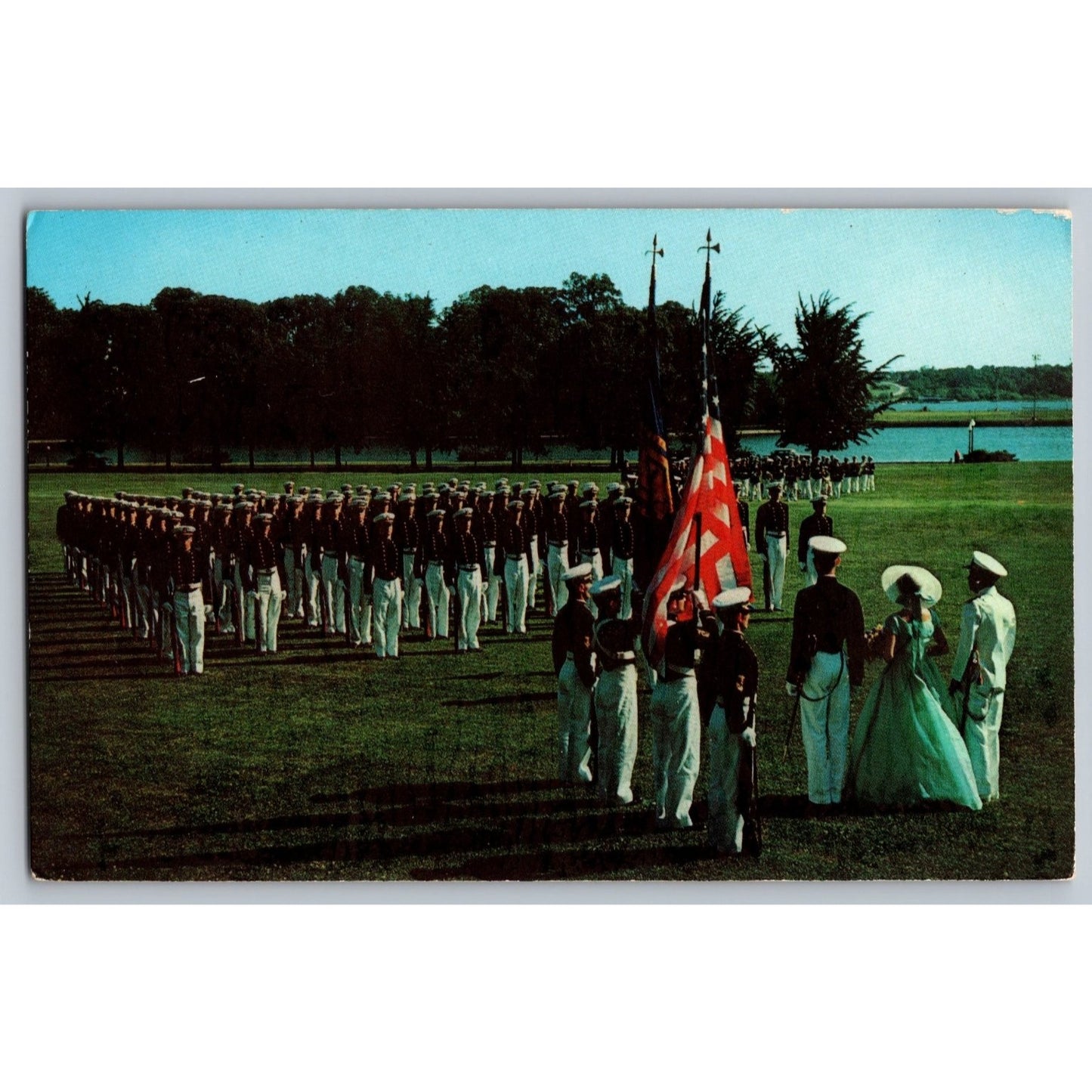 Annapolis MD Maryland US Naval Academy Color Girl June Week Parade Postcard