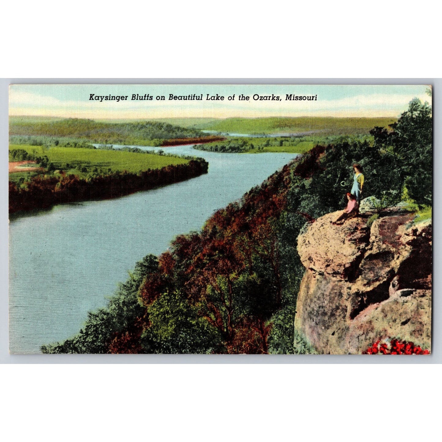 Lake Of The Ozarks MO Missouri Kaysinger Bluffs Linen Postcard Used
