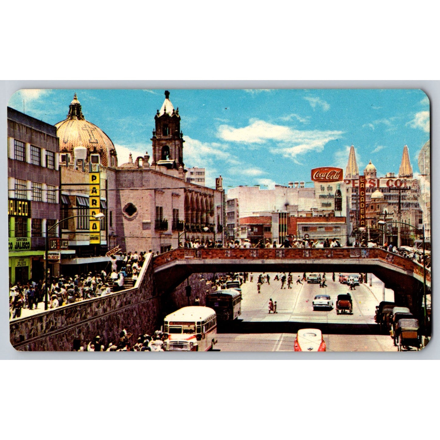 Guadalajara Mexico Liberty Market Bridge 1950s Chrome Postcard Unused