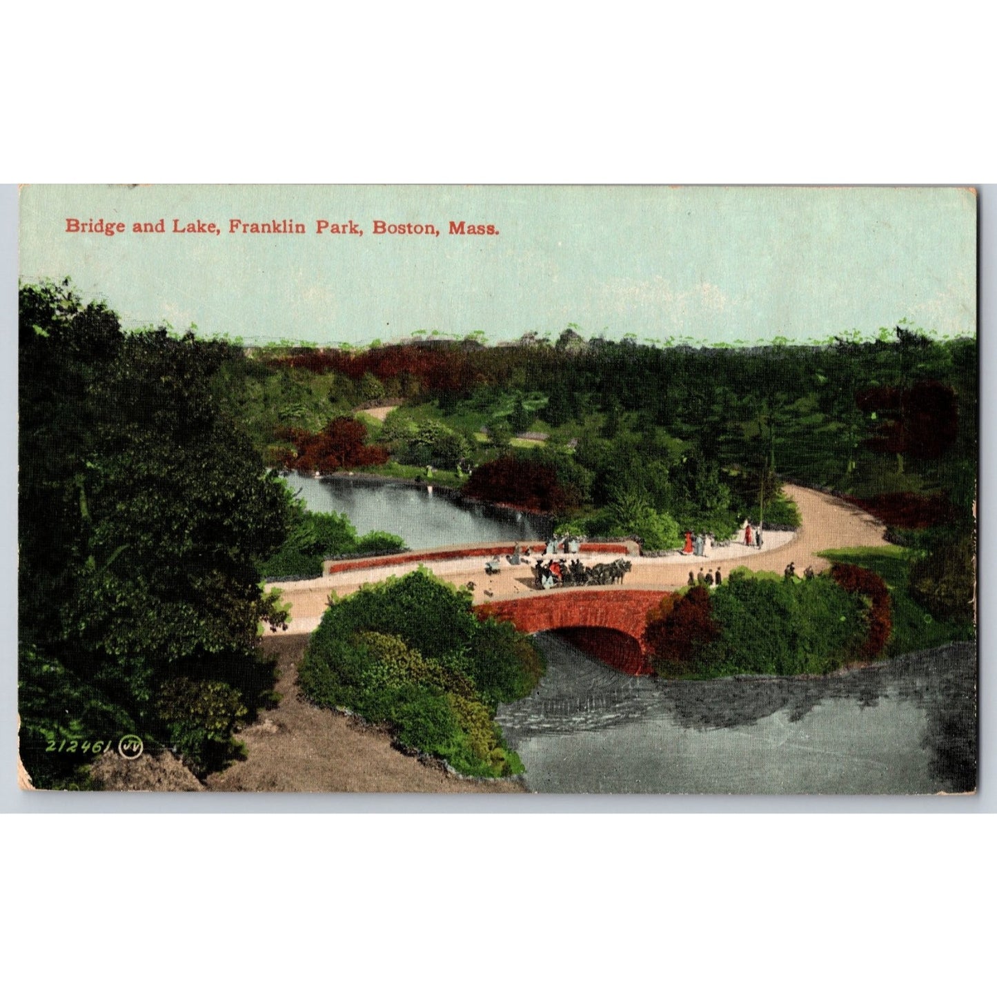 Boston MA Massachusetts Franklin Park Bridge Lake Divided Back Postcard L&V