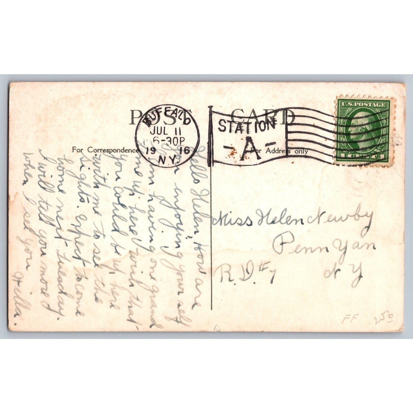 Buffalo NY New York McKinley Monument 1916 White Border Postcard Used