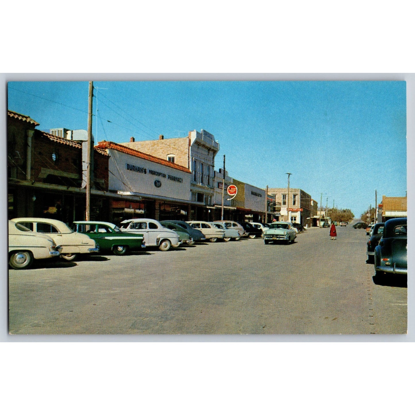 Comanche TX Texas Business District Main Street 1950s Chrome Postcard Lee Caskey