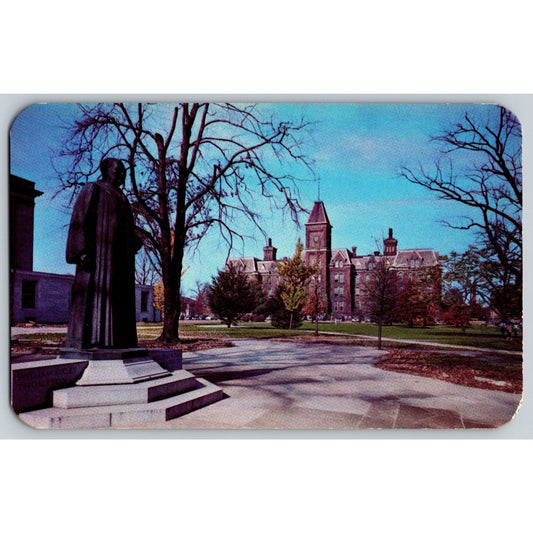 Columbus Ohio State University Hall & William Oxley Thompson Statue Postcard