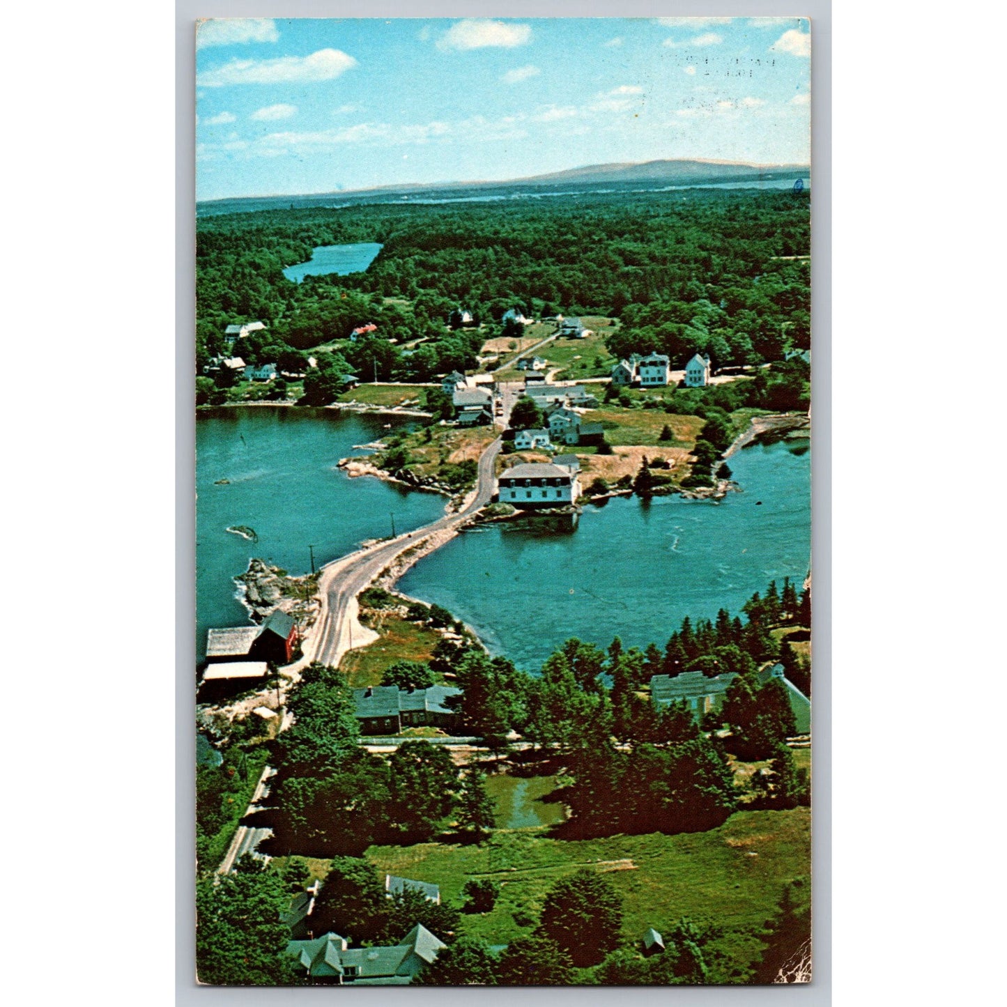 Deer Isle ME Maine Aerial View Chrome Postcard Used