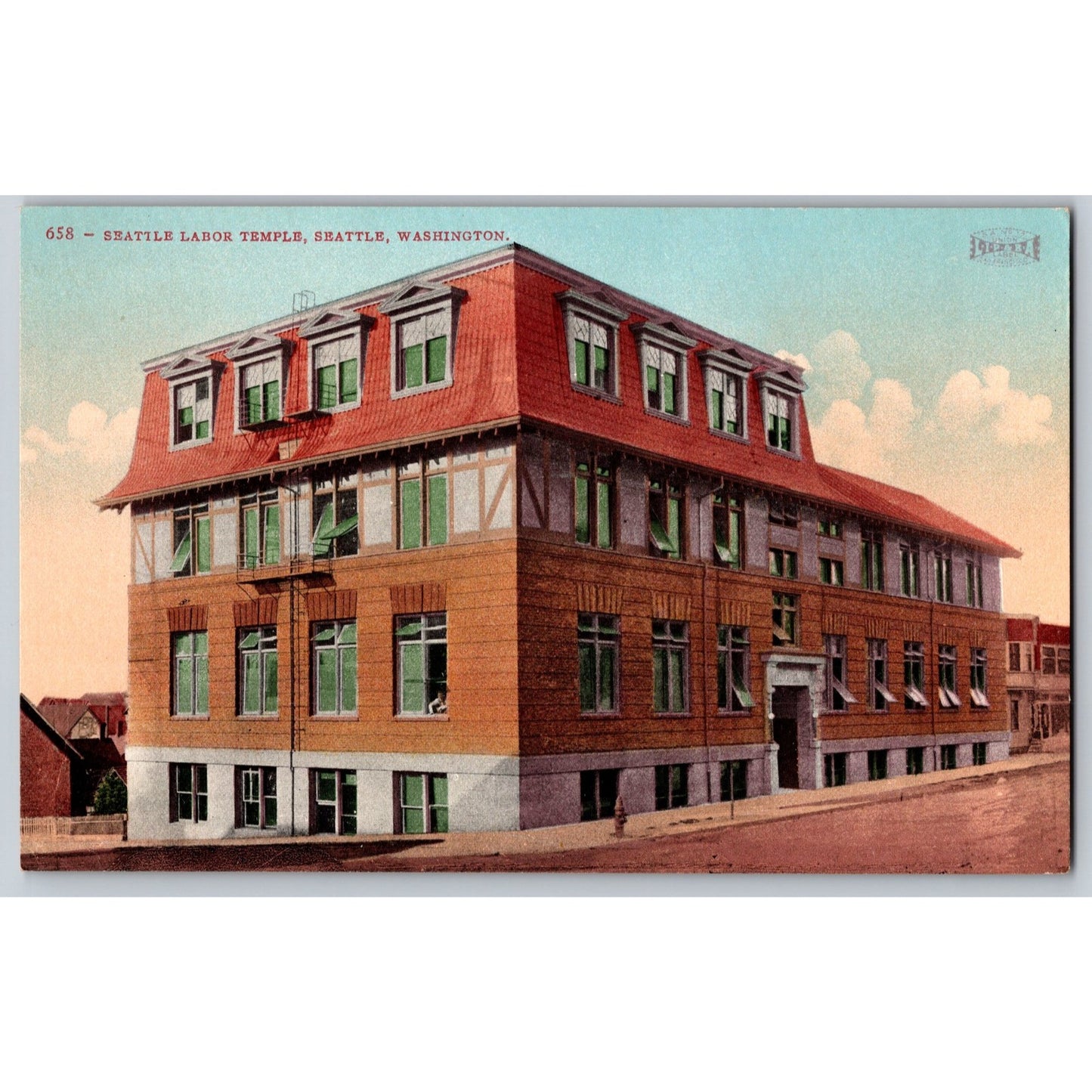 Seattle WA Washington Labor Temple Divided Back Postcard Unused Edw H Mitchell