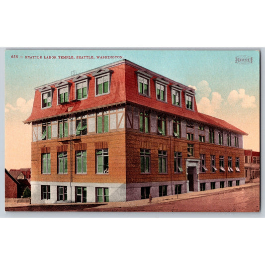 Seattle WA Washington Labor Temple Divided Back Postcard Unused Edw H Mitchell
