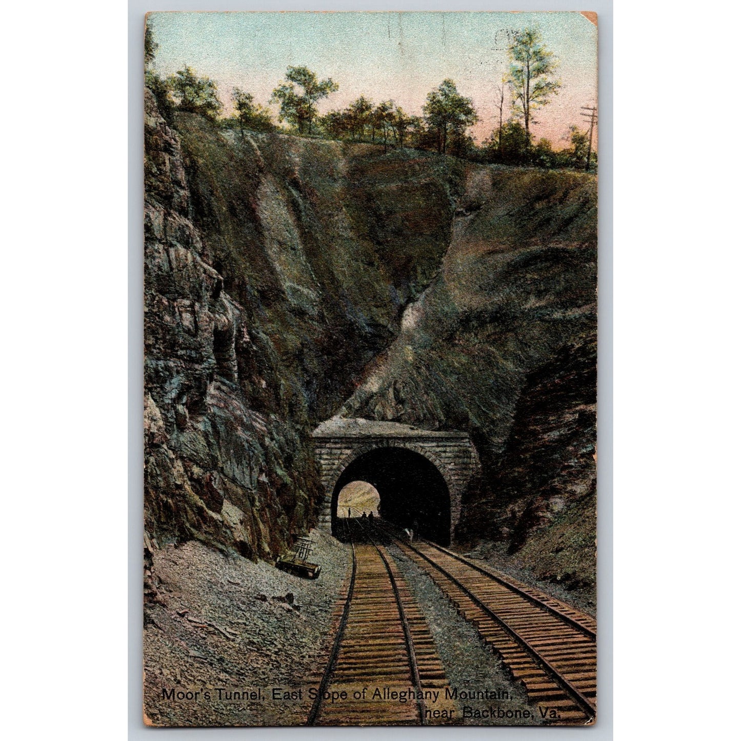 Backbone VA Virginia East Slope Moore's Railroad Tunnel 1909 Train Postcard