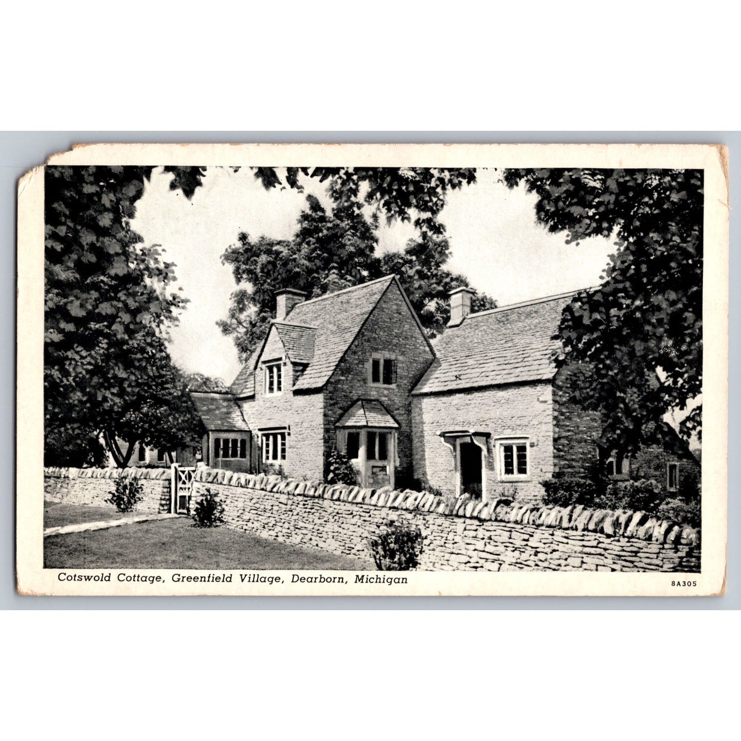 Dearborn MI Michigan Greenfield Village Cotswold Cottage White Border Postcard