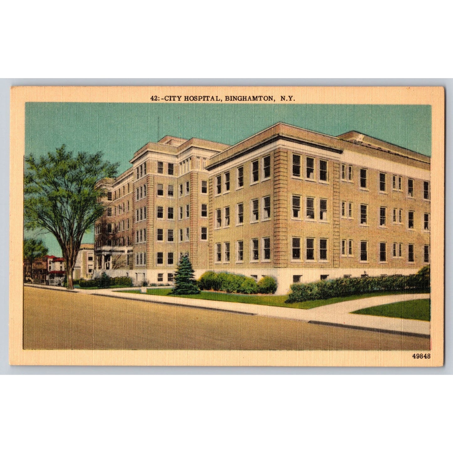 Binghamton NY New York City Hospital White Border Postcard Unused Metrocraft