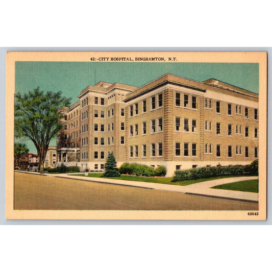 Binghamton NY New York City Hospital White Border Postcard Unused Metrocraft