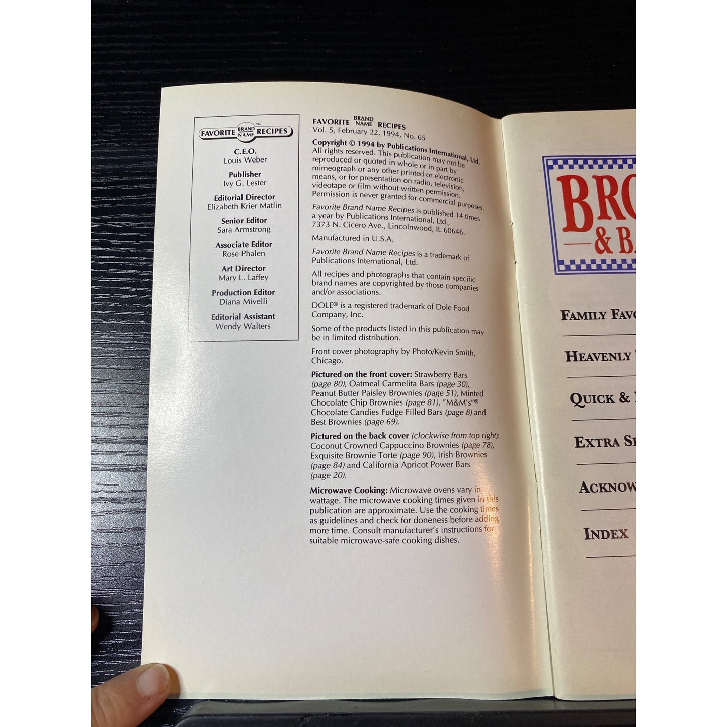 Brownies & Bar Cookies Cookbook Favorite Brand Name Recipes 1994 Booklet