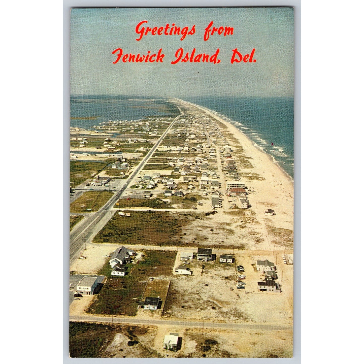 Fenwick Island DE Delaware Aerial View Chrome Postcard Unused Brueckmann